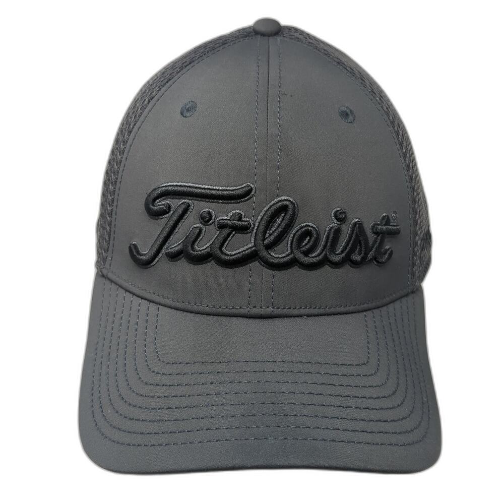 Fitleist Fitted Trucker Hat Gray XL Embroidered Mesh Back Vented Holes 6 Panel